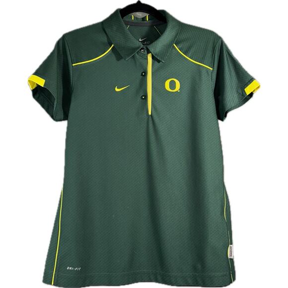Nike Team Oregon Ducks Dri Fit Polo Coach Shirt Womens Medium Short Sleeve Green - Picture 1 of 8